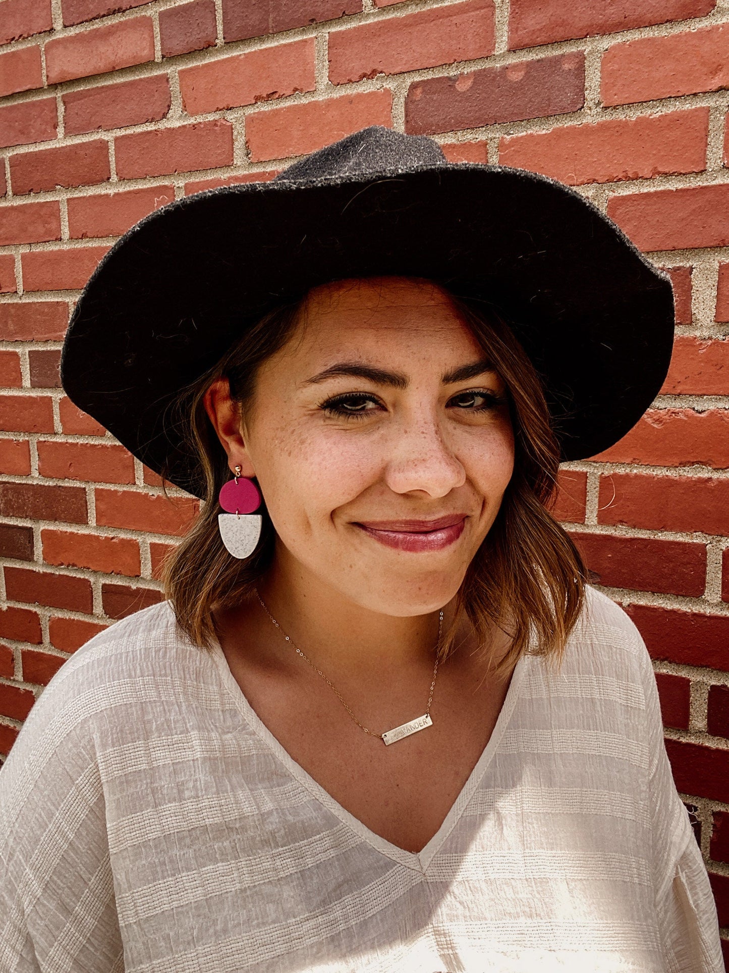 Speckled White and Black Fancy Dangle Earrings | Polymer Clay | 18kt Gold Plated Ball Posts | Fancy Earrings | Everyday Wear | Neutral