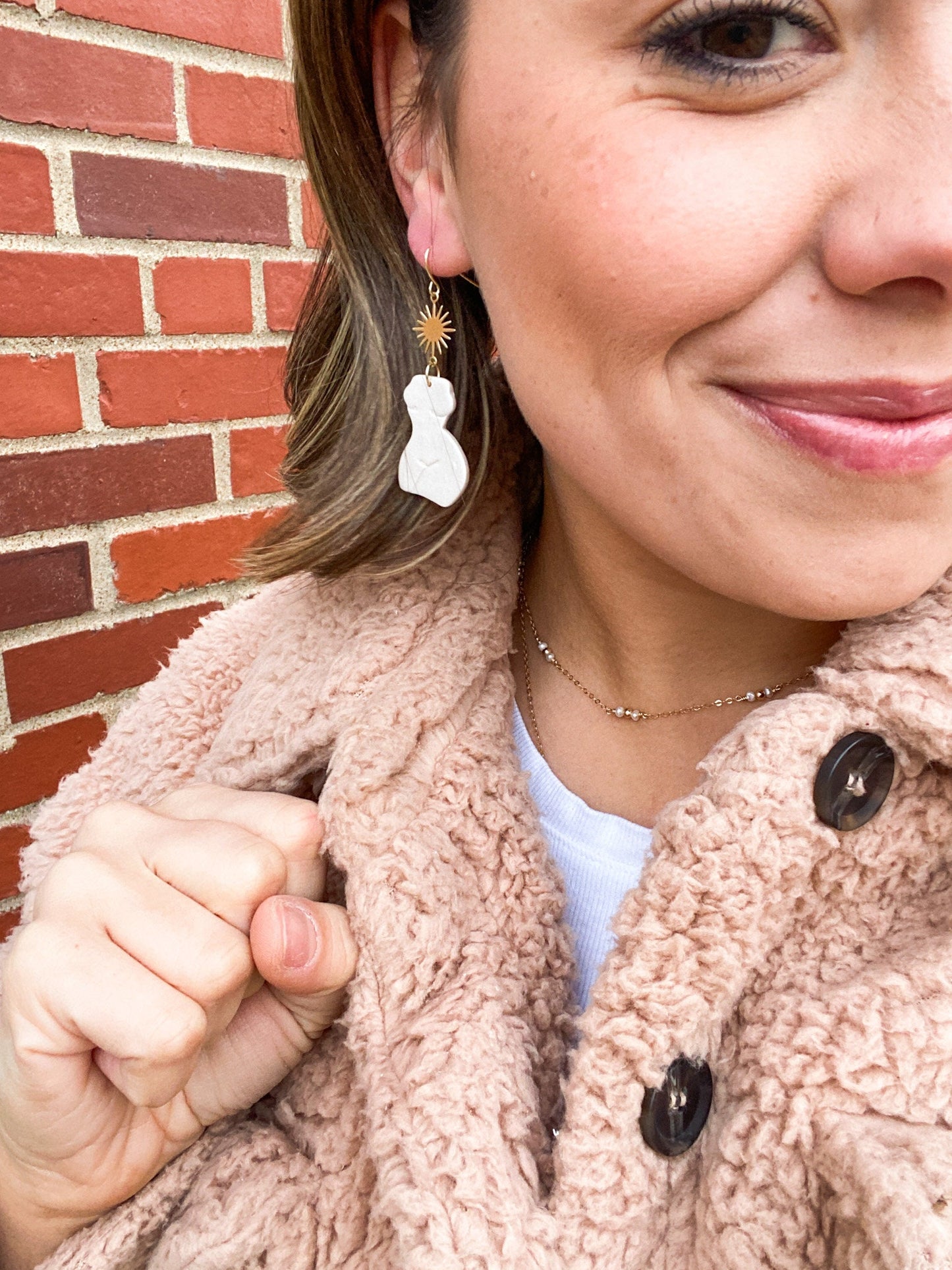 Goddess Clay Earrings | Female Body | Sun Brass Accent | Feminist Earrings | Valentines | Lightweight | Feminine | Romantic Earrings | Gals