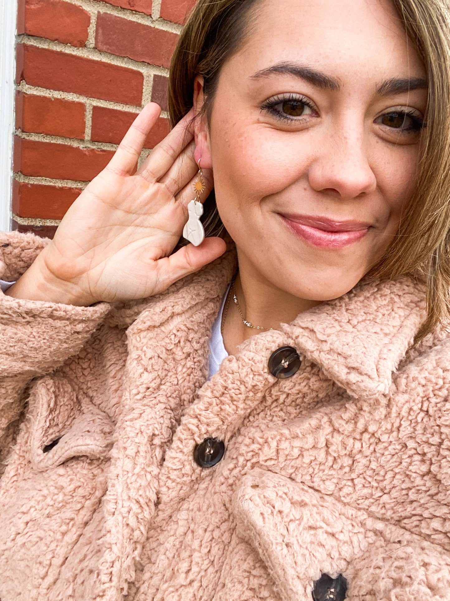 Goddess Clay Earrings | Female Body | Sun Brass Accent | Feminist Earrings | Valentines | Lightweight | Feminine | Romantic Earrings | Gals