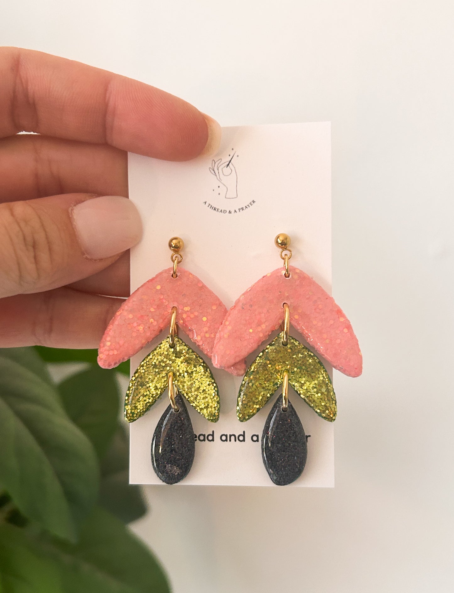 Wicked Earrings | Green and Pink | Elphaba and Glinda | Glitter