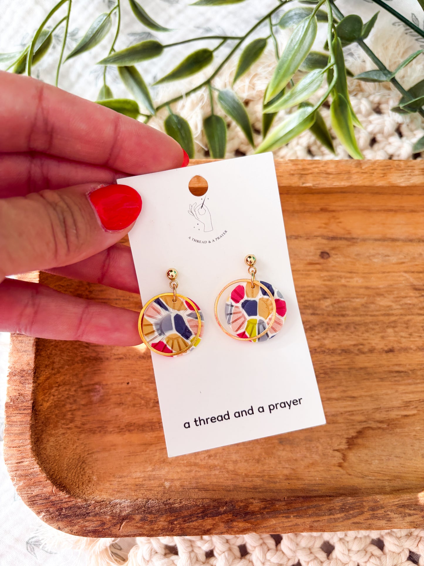 Bright Tones Summer Stained Glass Earrings
