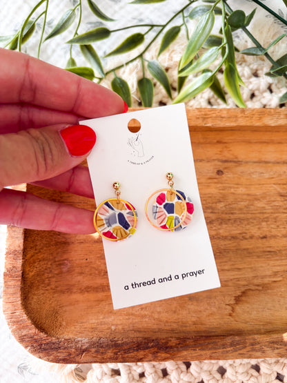 Bright Tones Summer Stained Glass Earrings