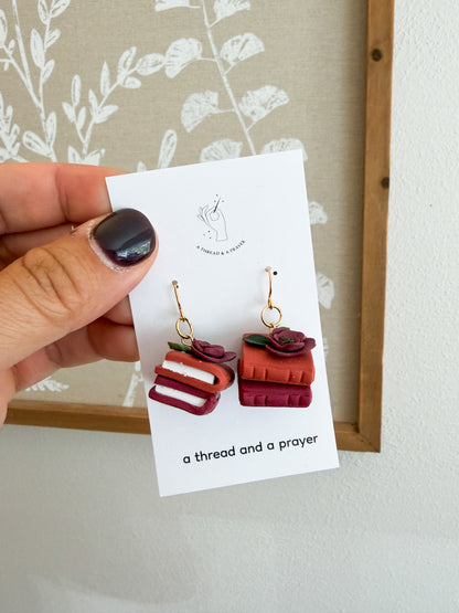 Autumn Bookcase Stacks | Library Earrings | Book Club