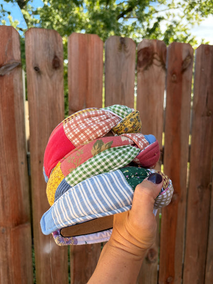 Cute Vintage Quilt Top Knot Headbands | Vintage | Comfy Headbands | Patchwork Quilt