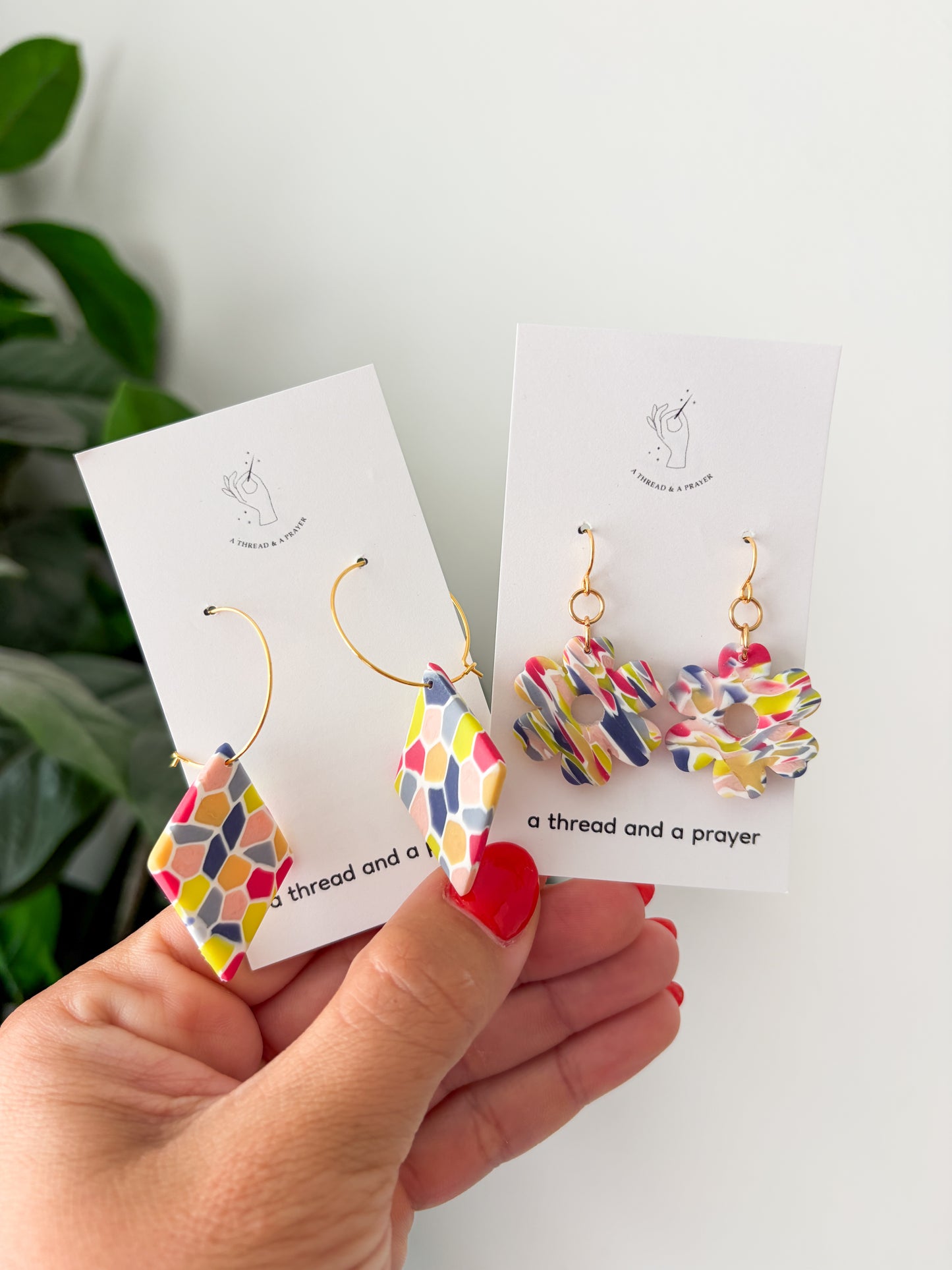 Bright Tones Summer Stained Glass Earrings