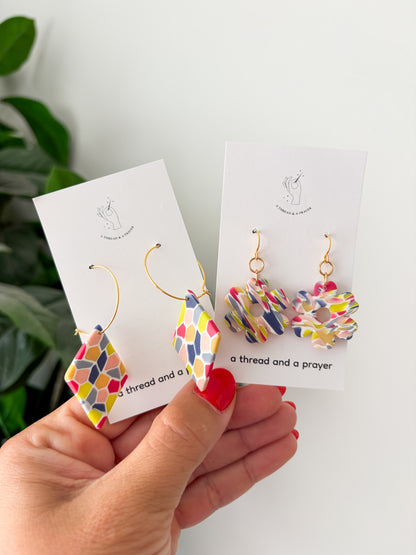 Bright Tones Summer Stained Glass Earrings