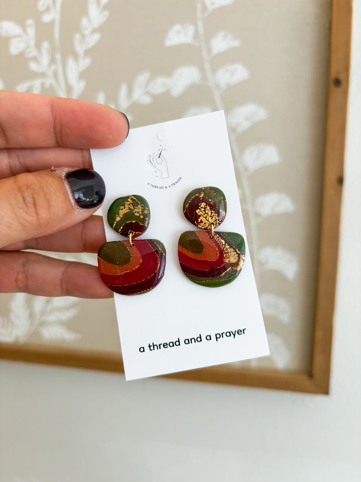 Stained Glass and Marble Fall Earrings