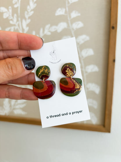 Stained Glass and Marble Fall Earrings