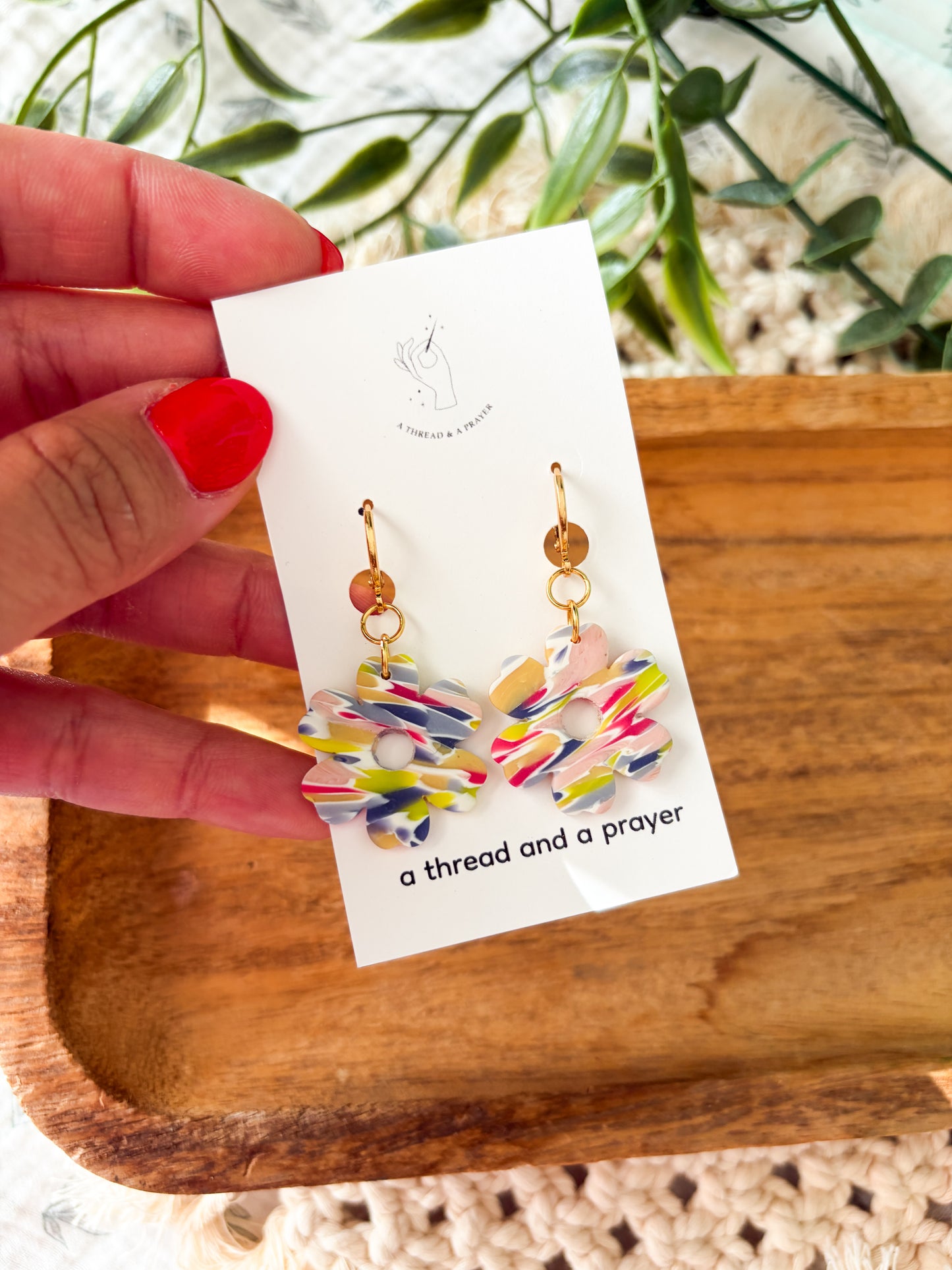 Bright Tones Summer Stained Glass Earrings