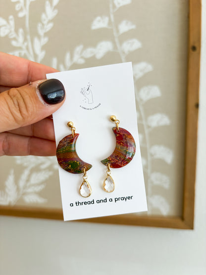 Stained Glass and Marble Fall Earrings