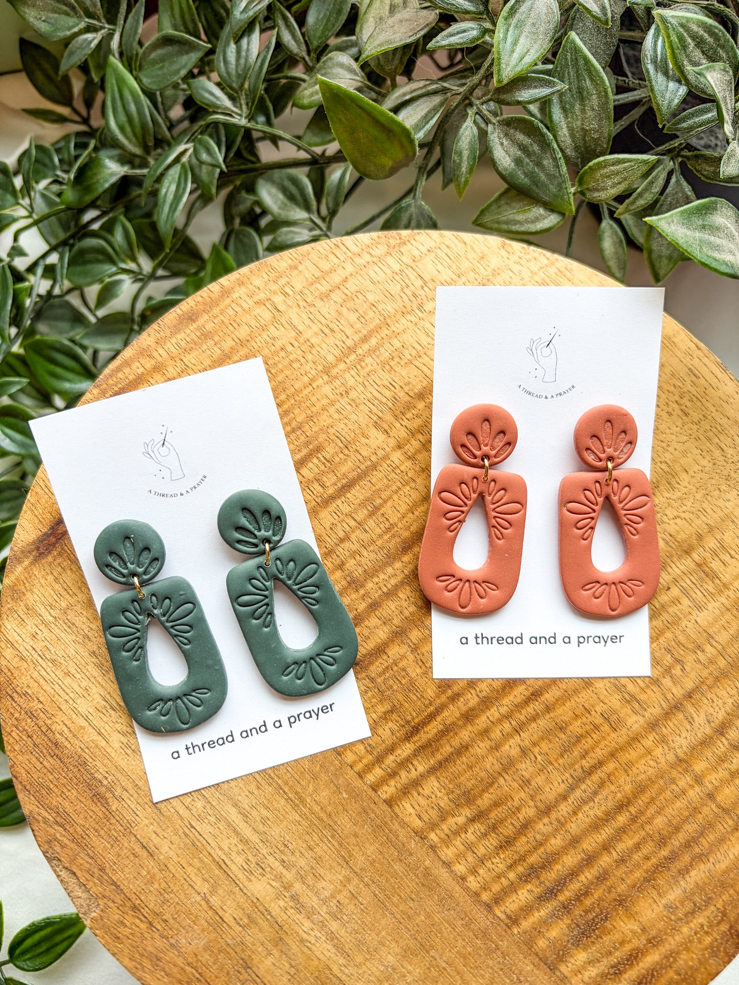 Boho Embossed Clay Earrings