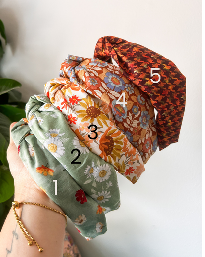 Fall Florals Top Knot Headbands | Cute Headband | Chunky | Autumn Styles | Comfy Headband |Boho Vibes