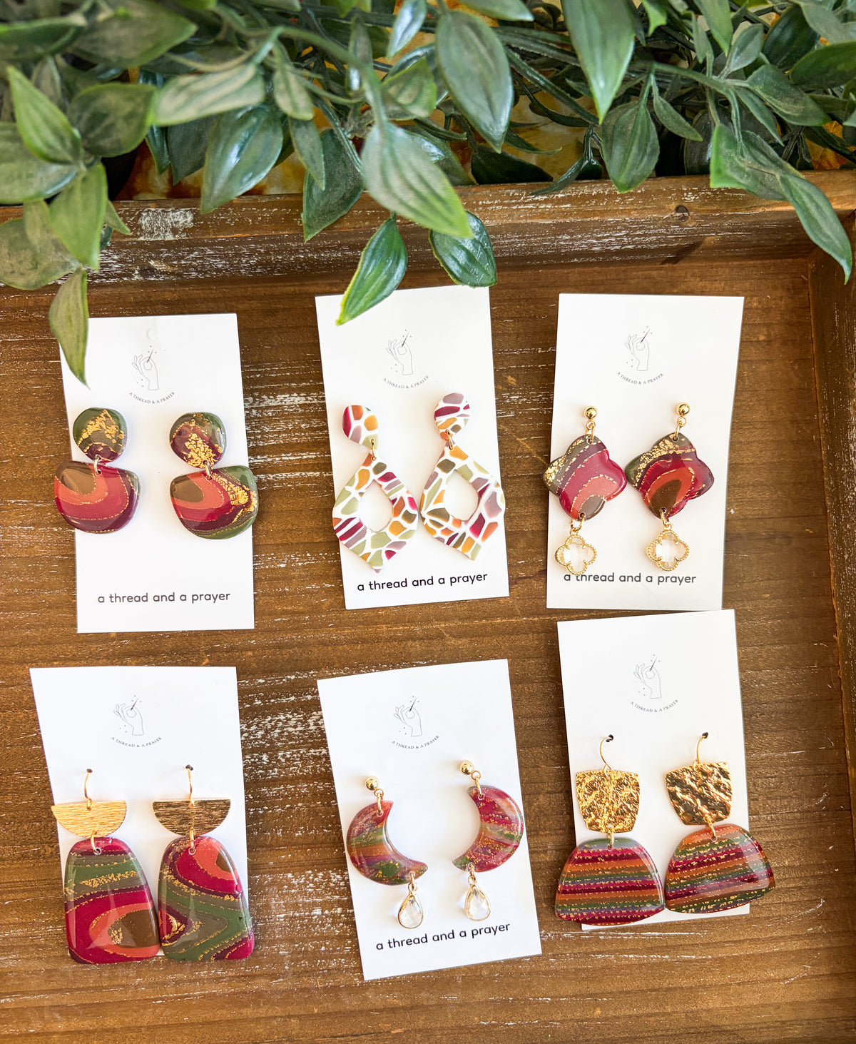 Stained Glass and Marble Fall Earrings