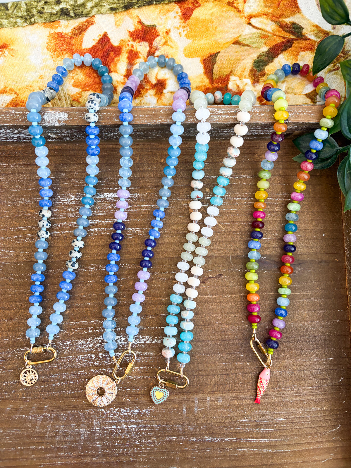 Funky Fall Charm Necklaces | bead Accent | Cute Beads | Handmade Necklace