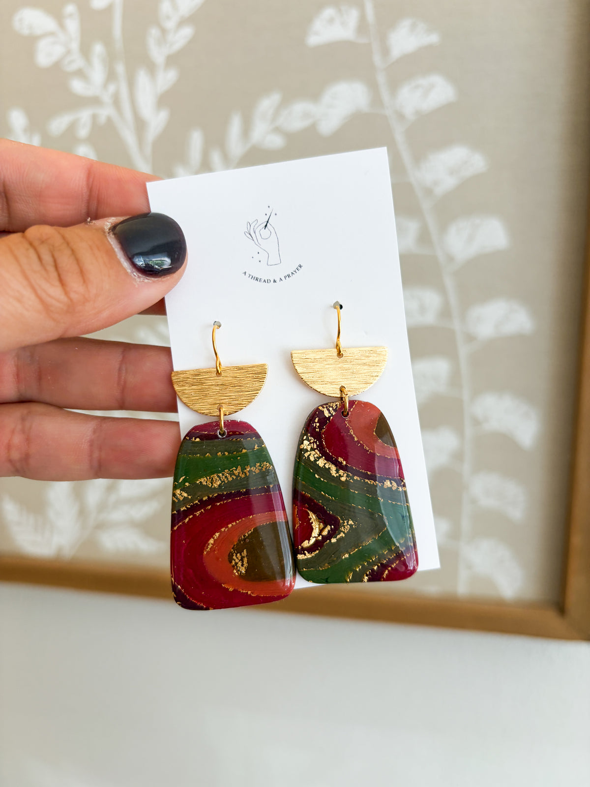 Stained Glass and Marble Fall Earrings