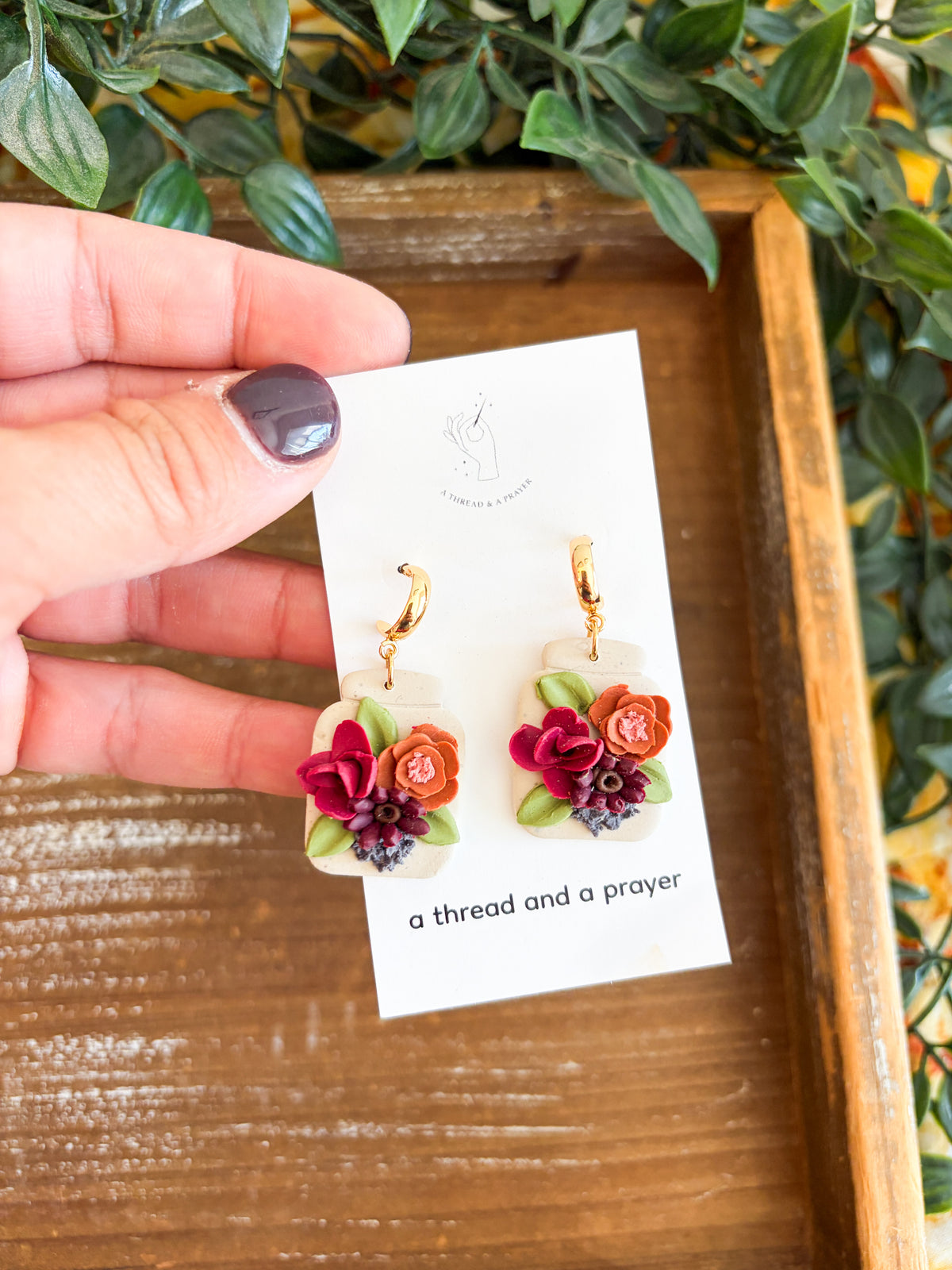Fall Florals Clay Flower Autumn Earrings