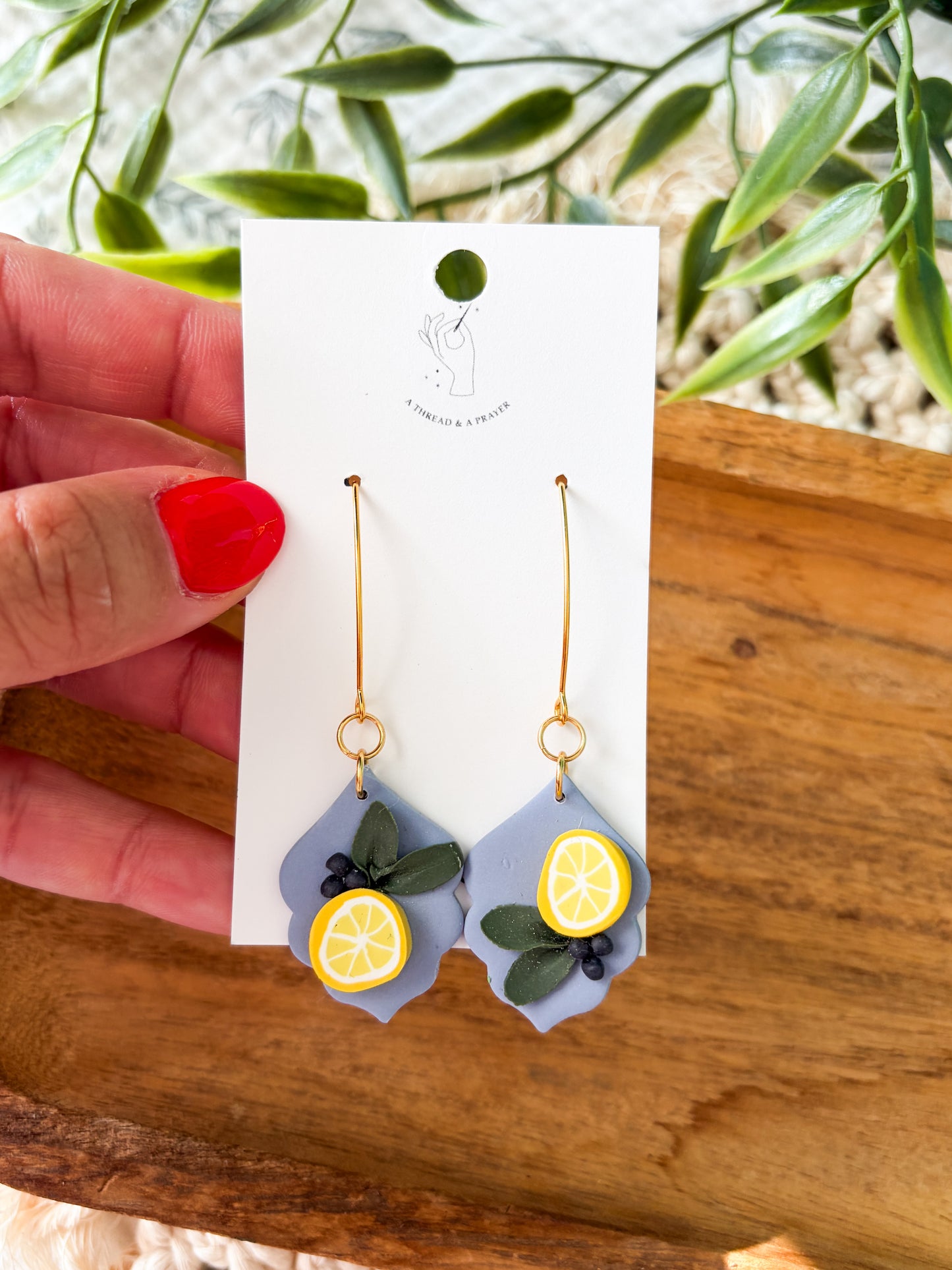 Summer Citrus Floral Clay Earrings