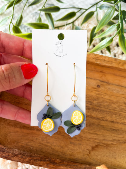 Summer Citrus Floral Clay Earrings