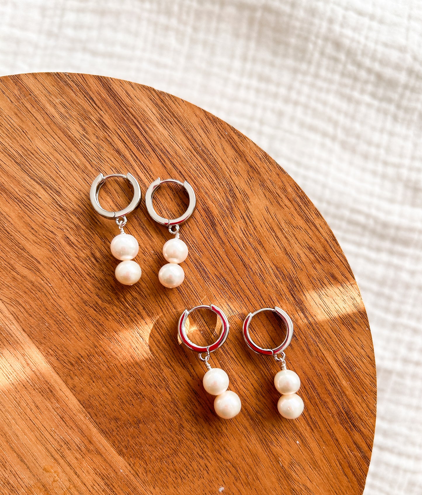 Silver Pearl Huggie Earrings | Dainty Earrings | Wedding | Bridal Earrings | platinum plated silver| Hypoallergenic | Pearl Earring | Romantic | Bride