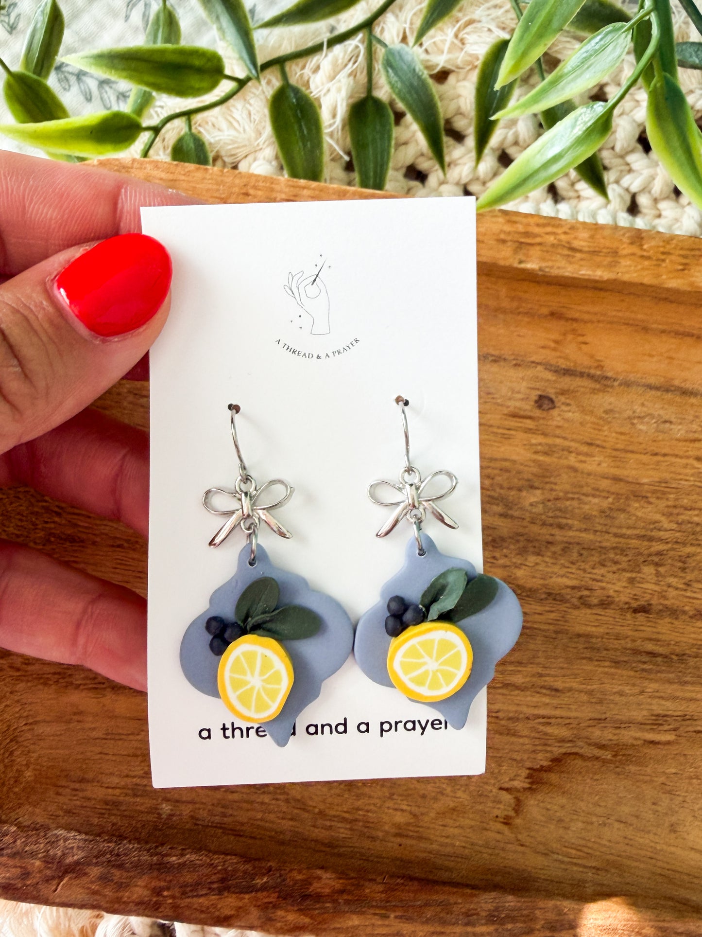 Summer Citrus Floral Clay Earrings