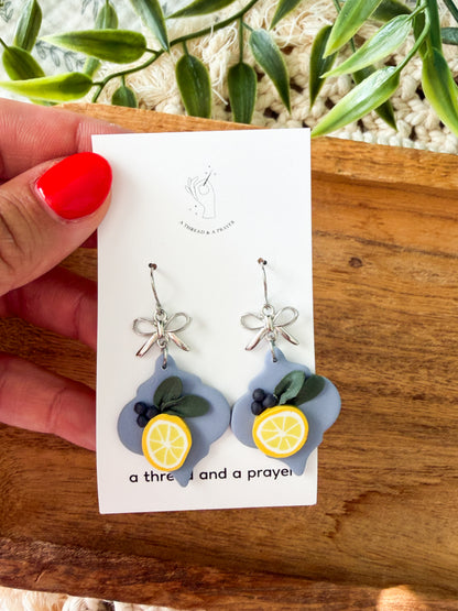 Summer Citrus Floral Clay Earrings
