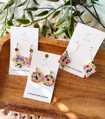Bright Tones Summer Stained Glass Earrings