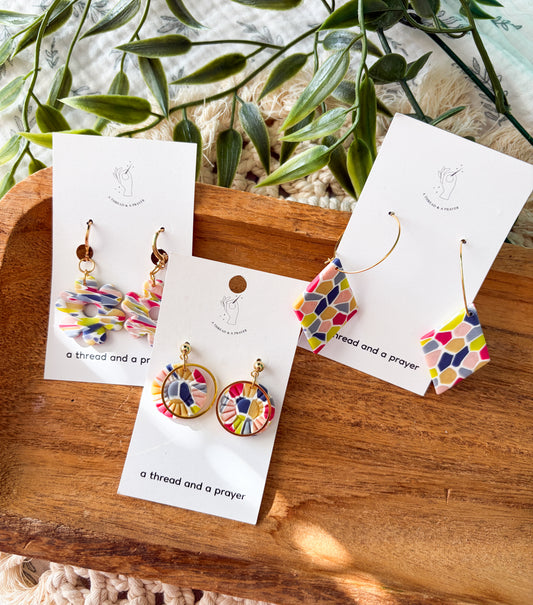 Bright Tones Summer Stained Glass Earrings