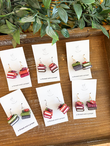 Autumn Bookcase Stacks | Library Earrings | Book Club