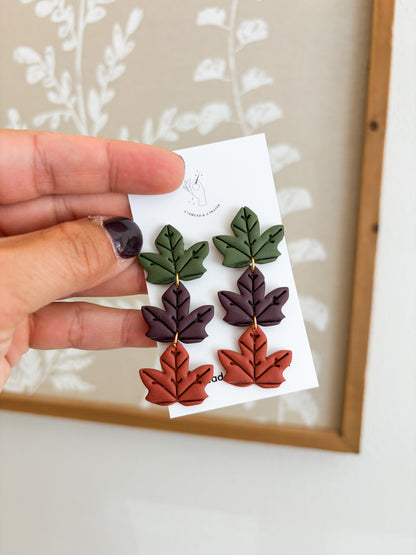 Autumn Falling Leaves Clay Earrings
