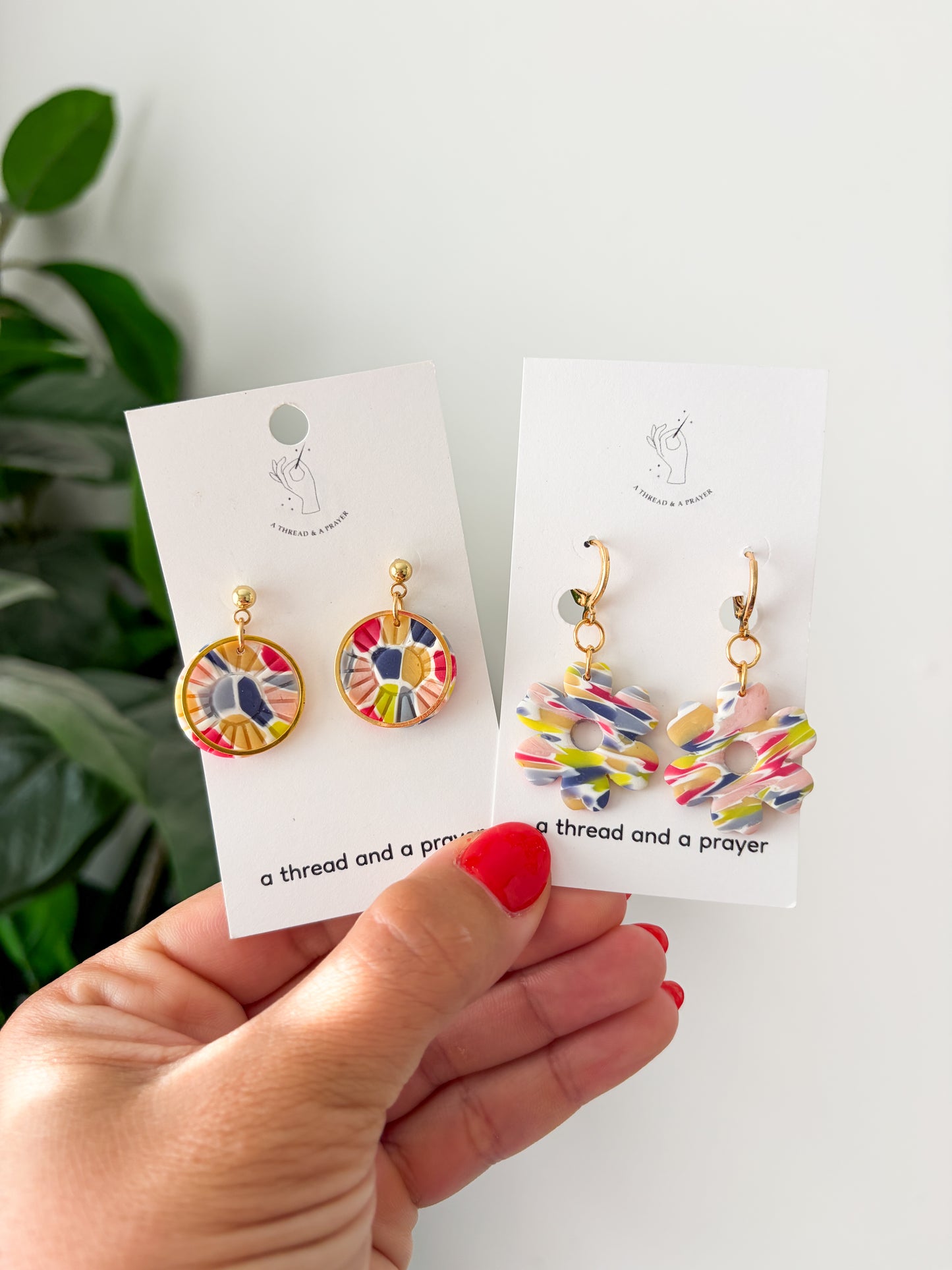 Bright Tones Summer Stained Glass Earrings
