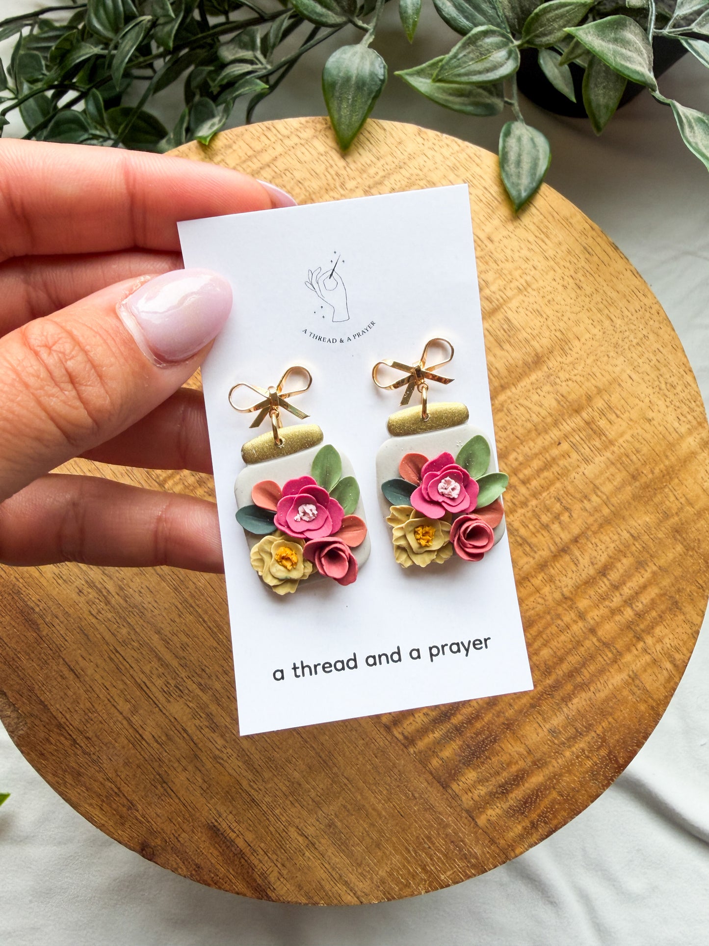 Beautiful Floral Clay Garden Earrings