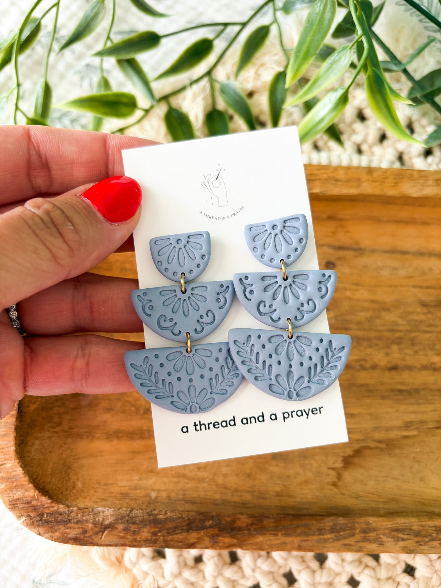 Embossed and Cute Boho Large Dangles