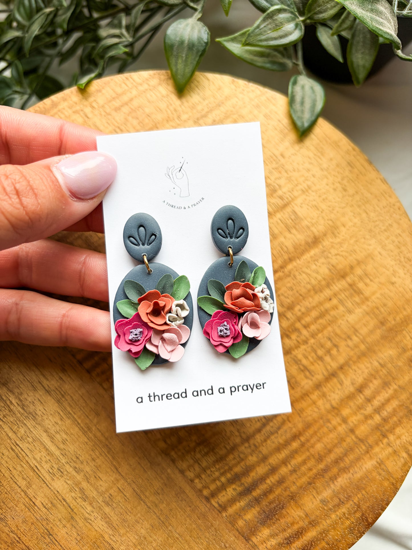 Beautiful Floral Clay Garden Earrings