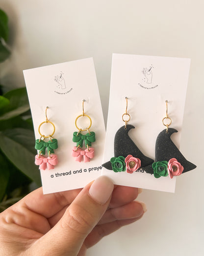 Wicked Earrings | Green and Pink | Elphaba and Glinda | Glitter