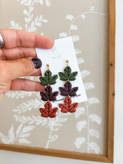 Autumn Falling Leaves Clay Earrings