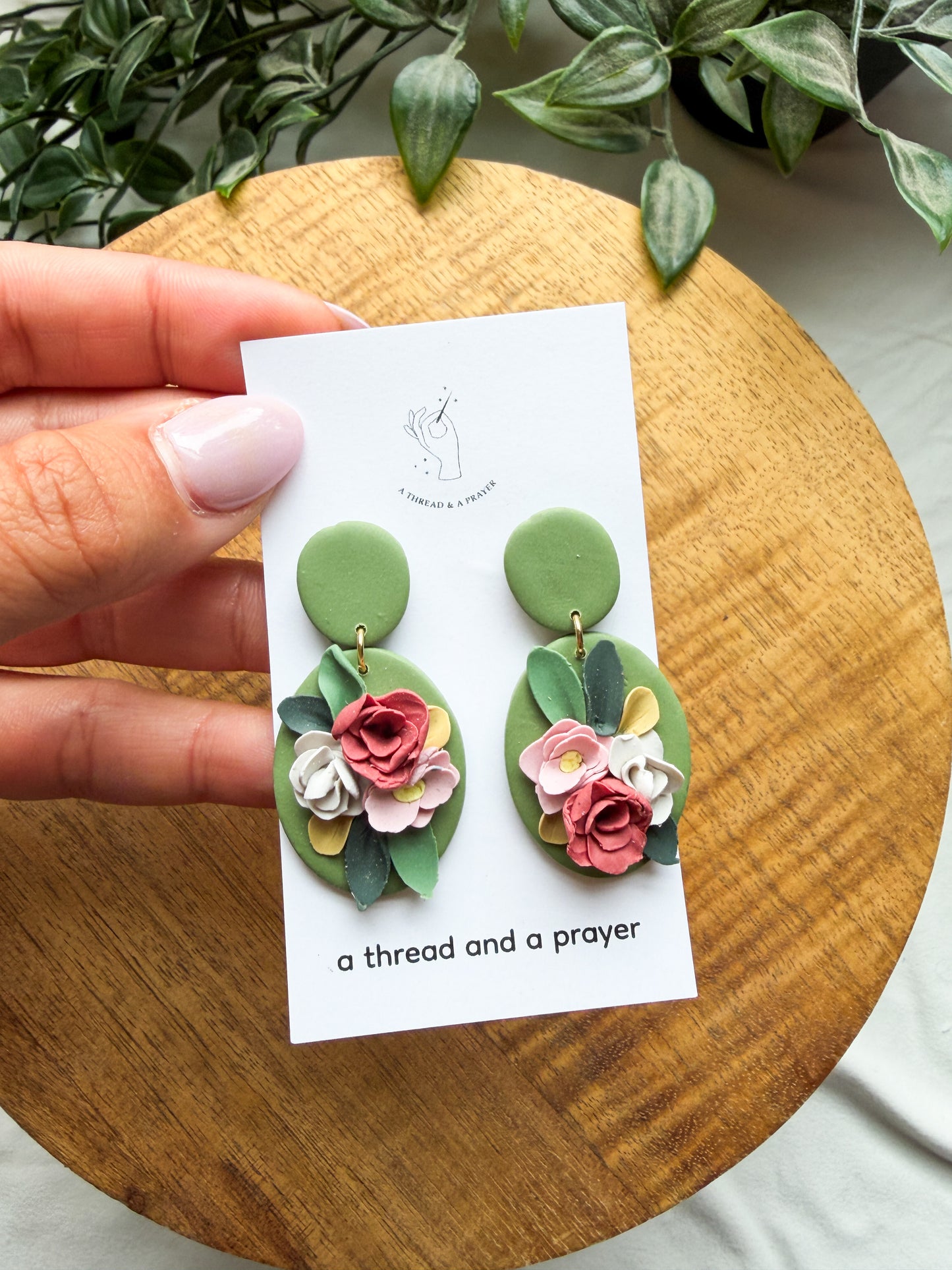 Beautiful Floral Clay Garden Earrings