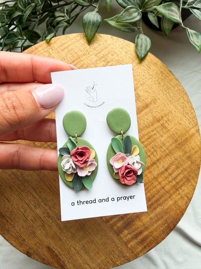Beautiful Floral Clay Garden Earrings