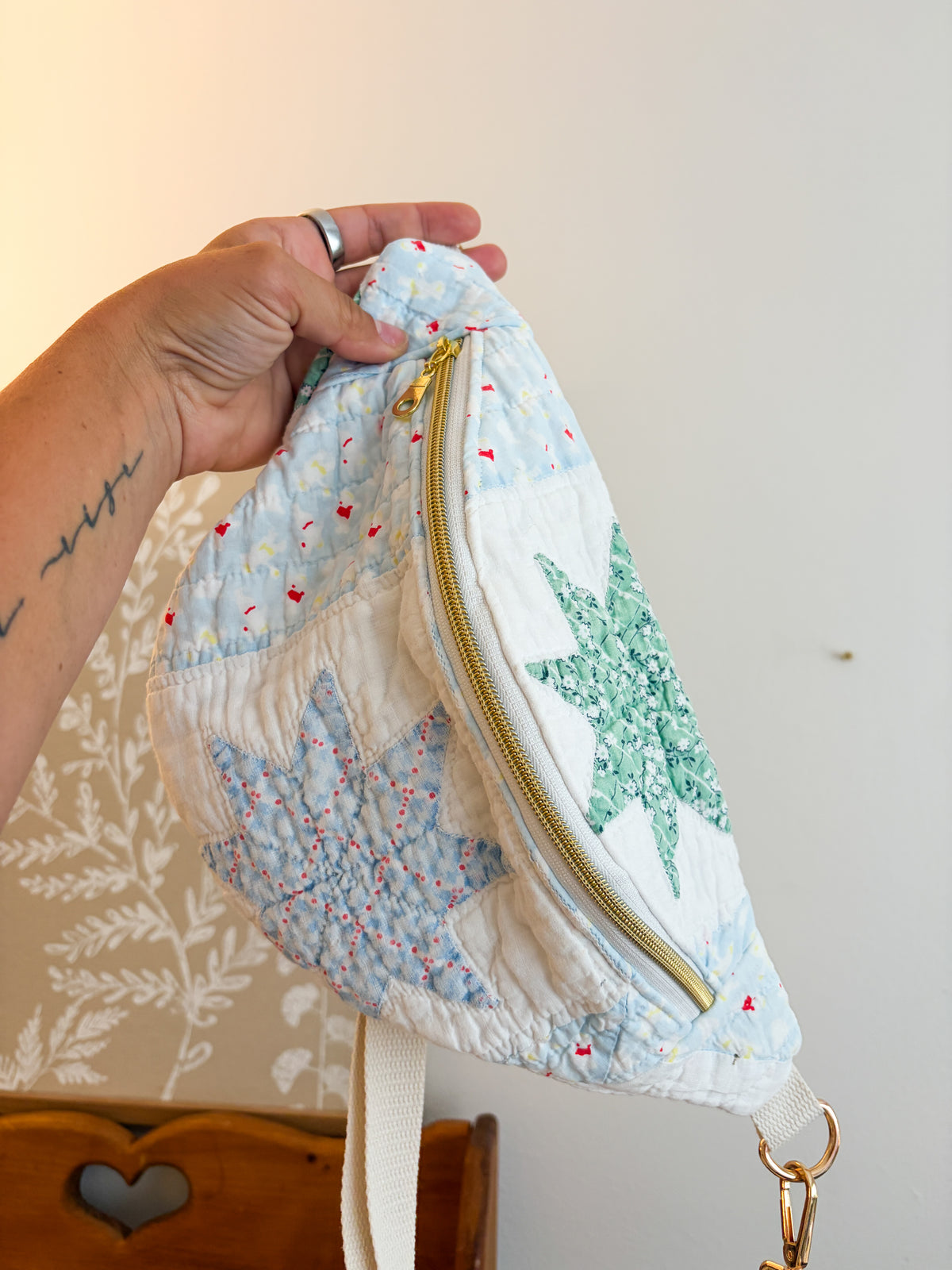Vintage Quilt Crossbody Bag Style 4 | Bright Quilts | Upcycled Accessories | Fanny Pack | Adjustable Straps