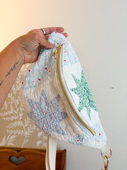 Vintage Quilt Crossbody Bag Style 4 | Bright Quilts | Upcycled Accessories | Fanny Pack | Adjustable Straps