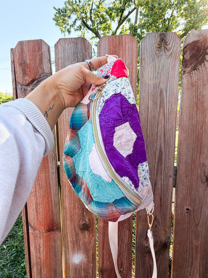 Vintage Quilt Crossbody Bag Styles 5 | Autumn Quilts | Upcycled Accessories | Fanny Pack | Adjustable Straps