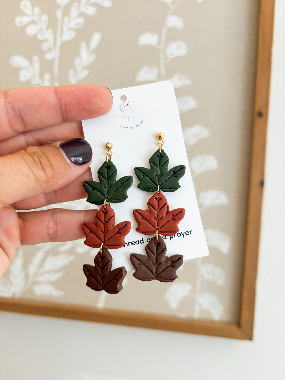 Autumn Falling Leaves Clay Earrings