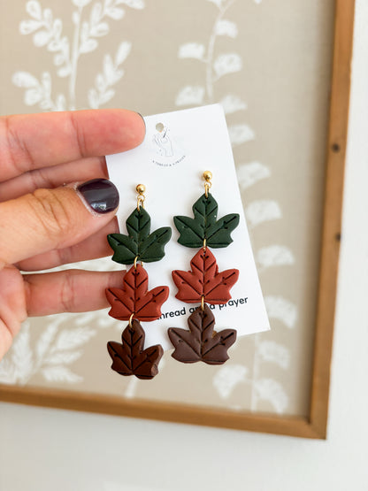 Autumn Falling Leaves Clay Earrings