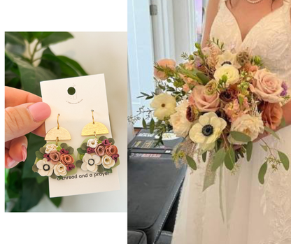 Custom Bridal Bouquet Re-Creation Earrings