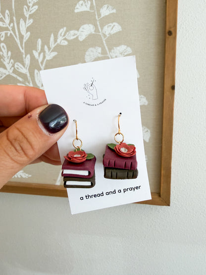 Autumn Bookcase Stacks | Library Earrings | Book Club
