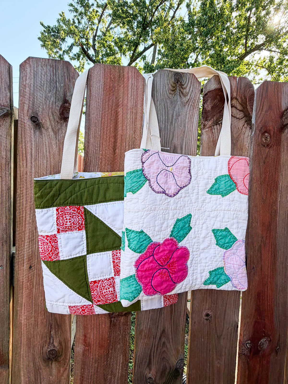 Cute Vintage Tote Bags  | Older Quilts | Upcycled Accessories | Vintage Fabric | Floral Vibes
