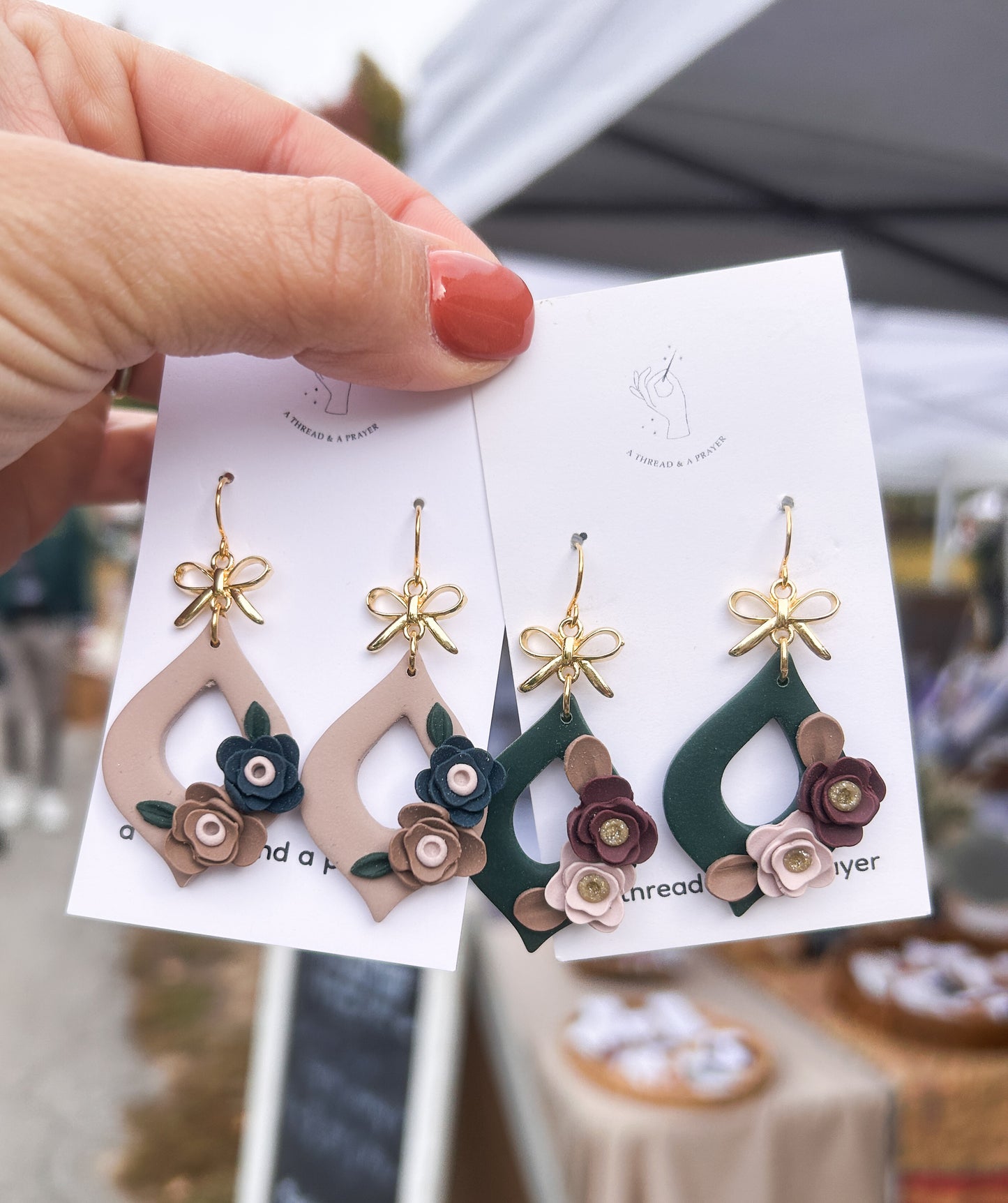 Winter Florals Clay Earrings | Dainty Flower Earrings | Trendy Styles | Lightweight | Deep Colors