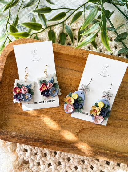 Cute Flower Earrings Postage Stamp & Citrus