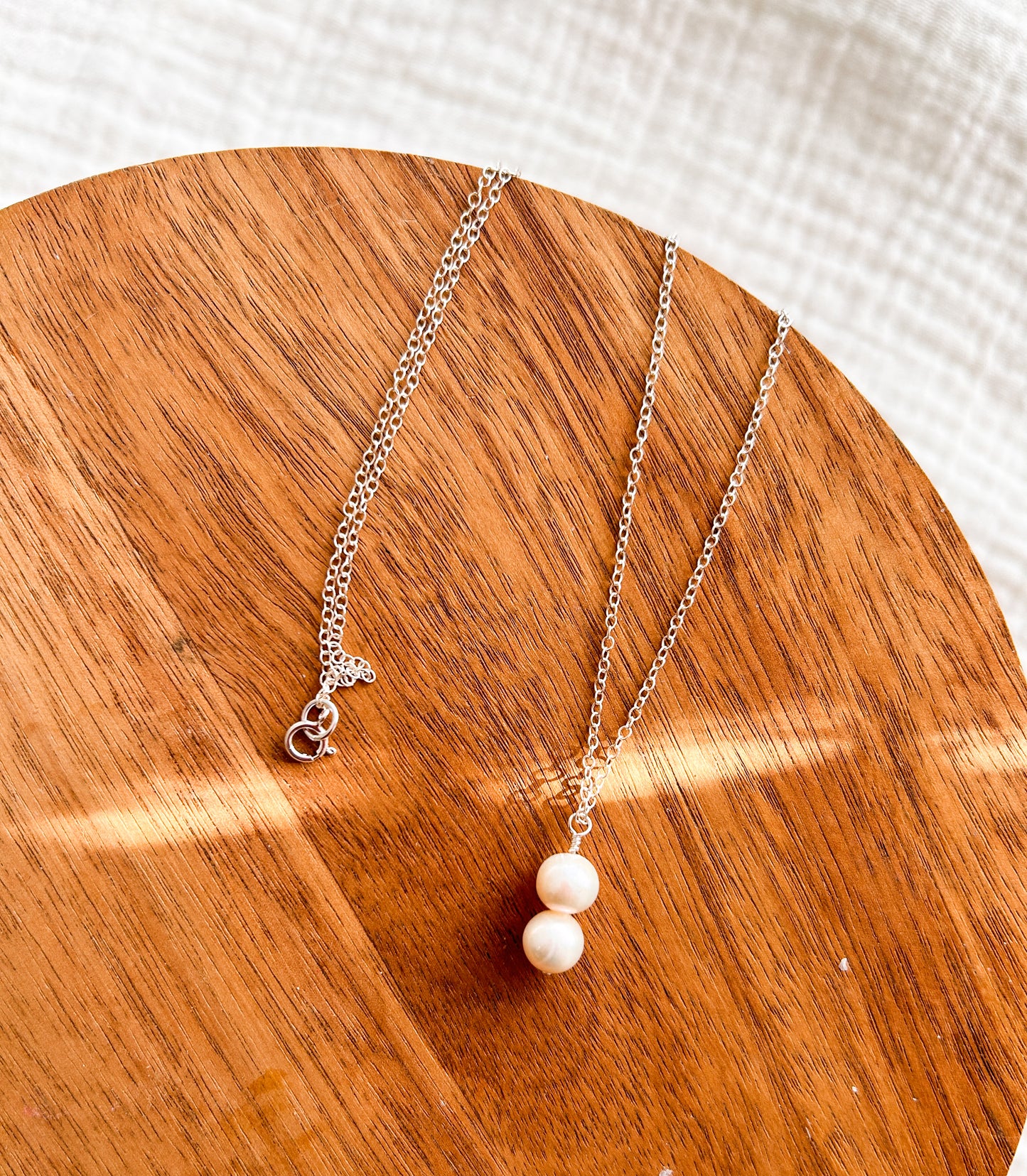Sterling Silver 2 Pearl Drop Necklace | 18 inches