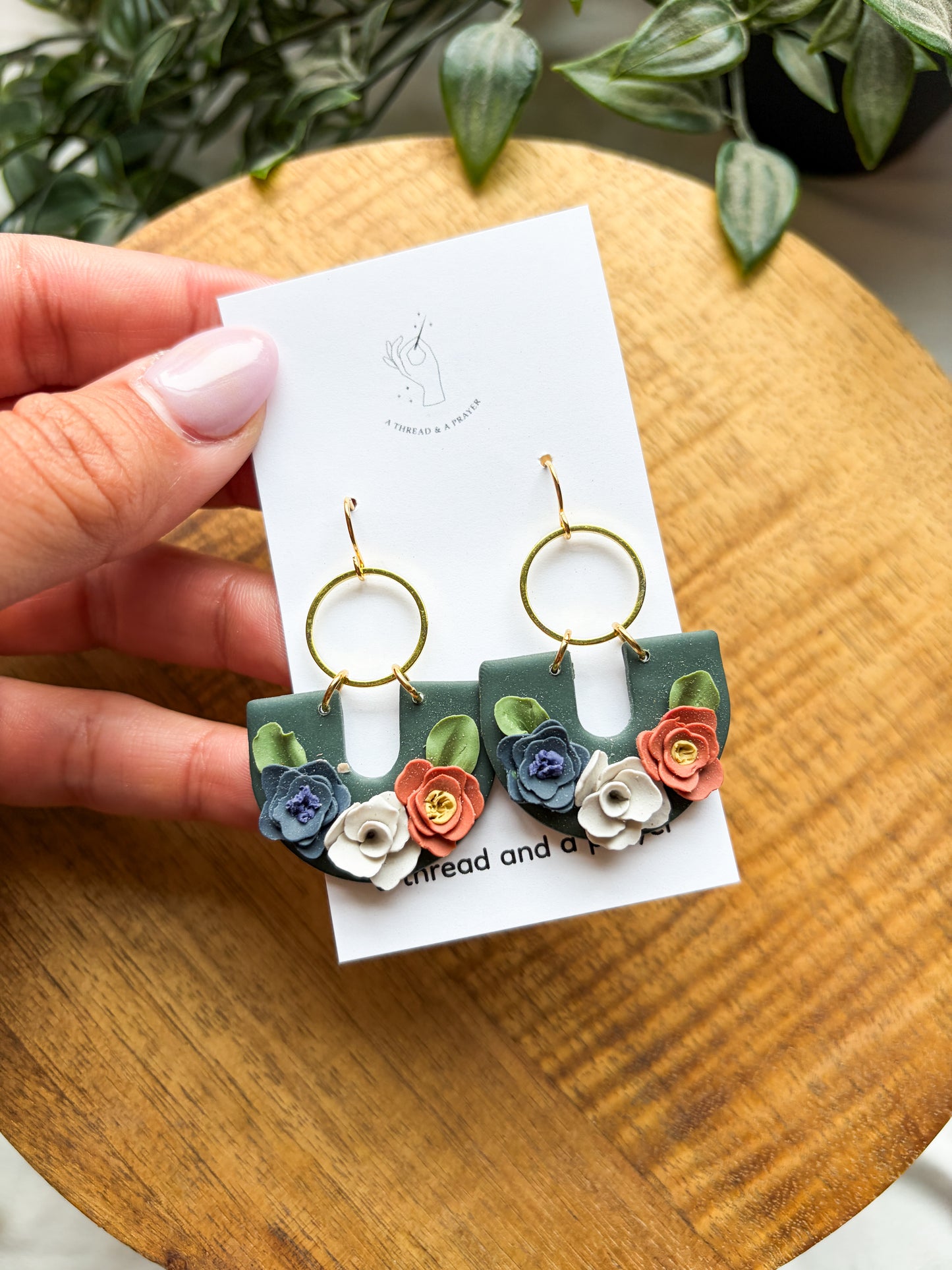 Beautiful Floral Clay Garden Earrings