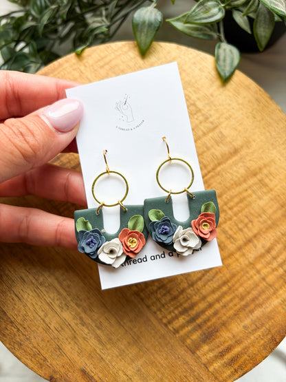 Beautiful Floral Clay Garden Earrings